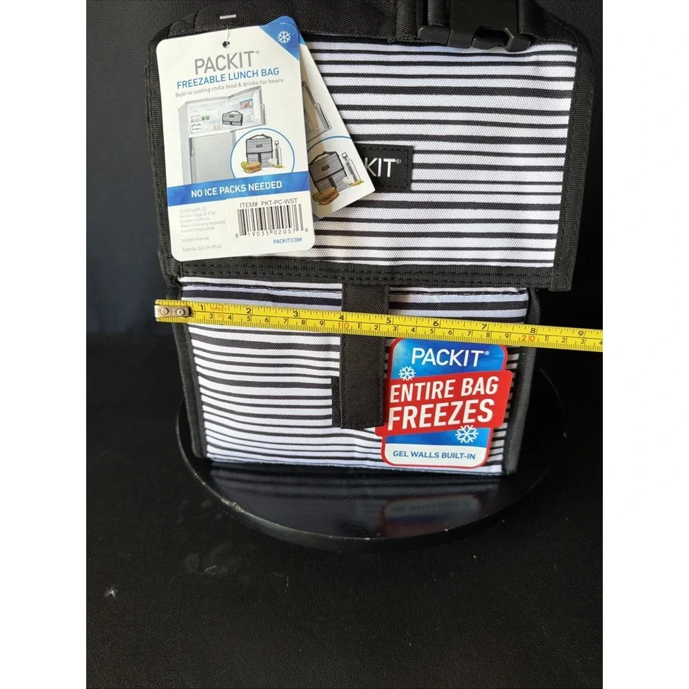 Packit‎ Freezable Lunch Bag Black And White Stripe NWT